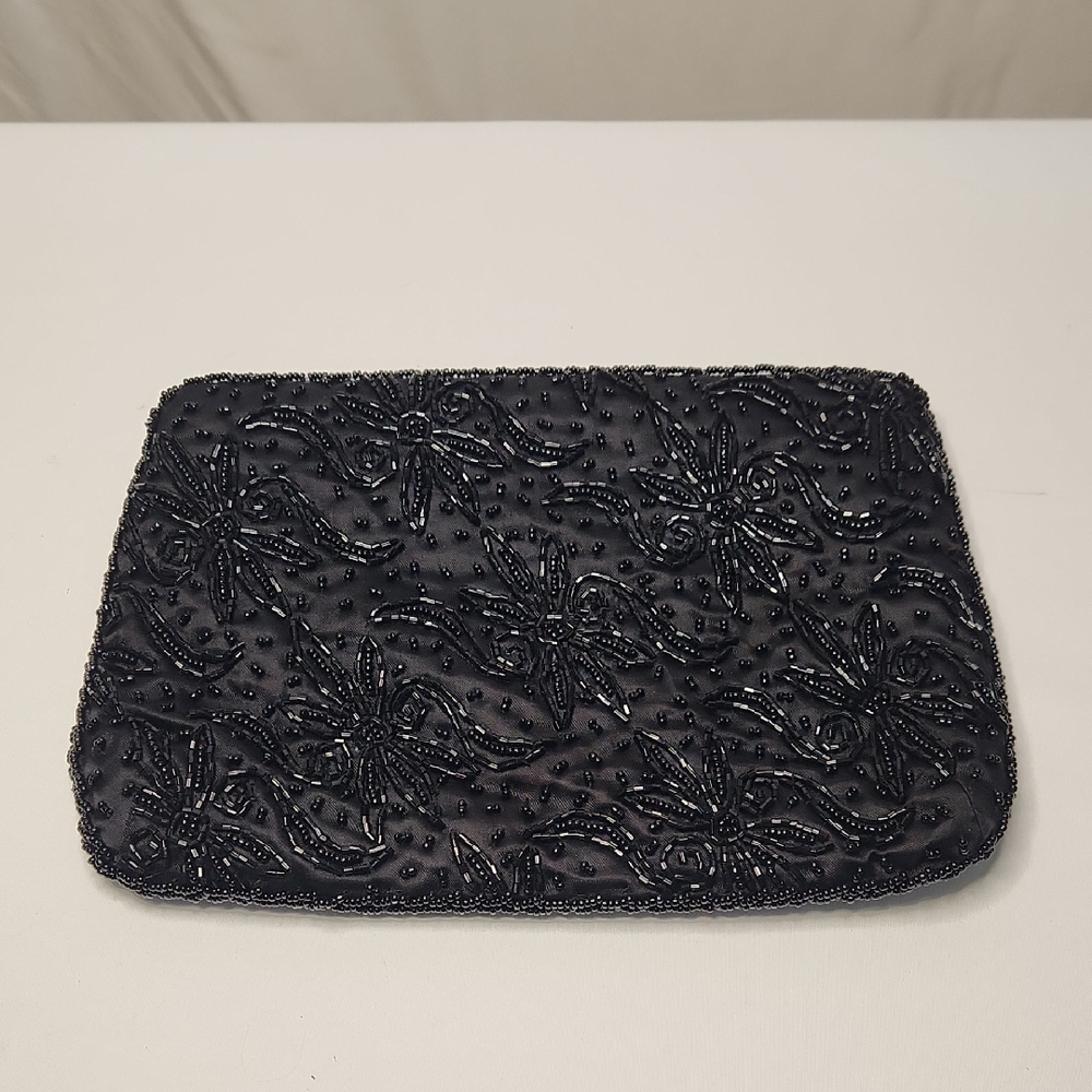 Vintage Black Beaded Clutch